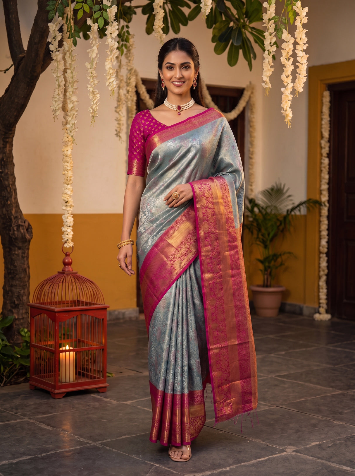 MIMOSA Sapphire Saree Saree — pose 6 styling detail