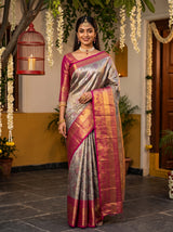 MIMOSA Violet Saree Saree — front view on mannequin