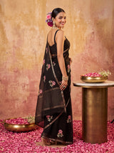 MIMOSA Black Jaipur Saree — pose 5 styling detail