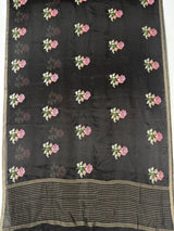 MIMOSA Black Jaipur Saree — pallu and zari work detail