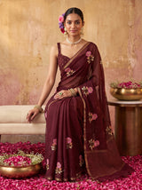 MIMOSA Chocolate Jaipur Saree — pose 8 styling detail