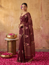 MIMOSA Chocolate Jaipur Saree — pose 9 styling detail