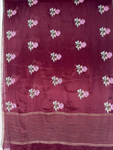 MIMOSA Chocolate Jaipur Saree — pallu and zari work detail
