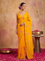 MIMOSA Gold Jaipur Saree — pose 5 styling detail