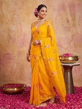 MIMOSA Gold Jaipur Saree — pose 9 styling detail