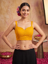 MIMOSA Gold Jaipur Saree — blouse close-up