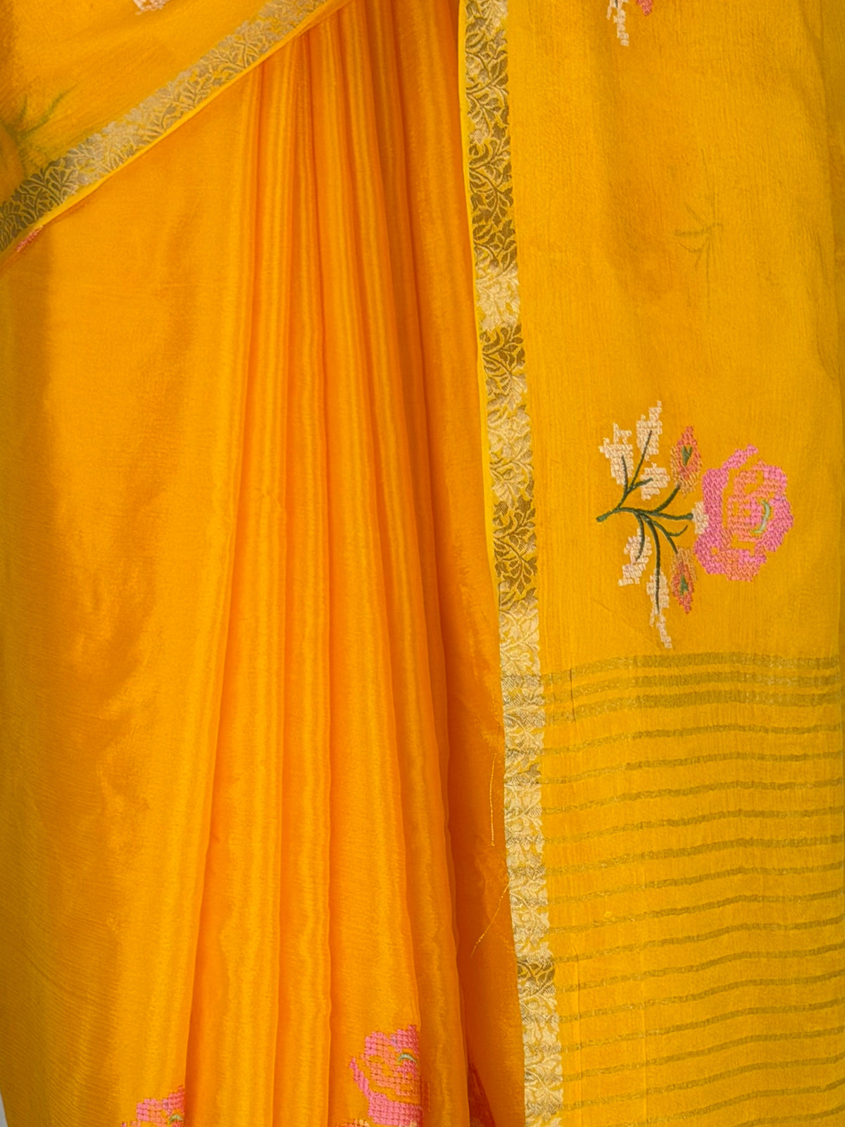 MIMOSA Gold Jaipur Saree — fleets shot full lifestyle