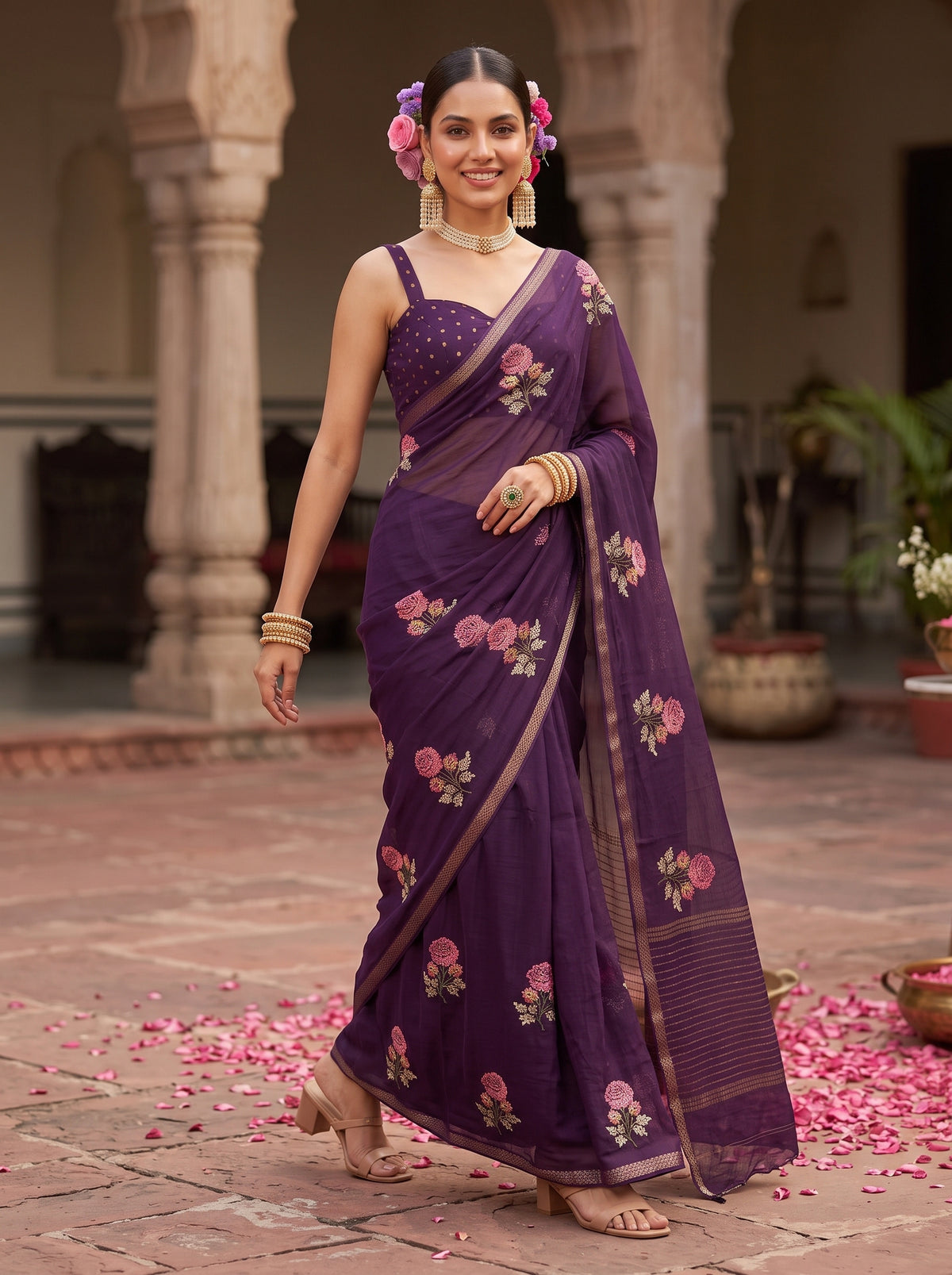 MIMOSA Jamun Jaipur Saree — pose 6 styling detail