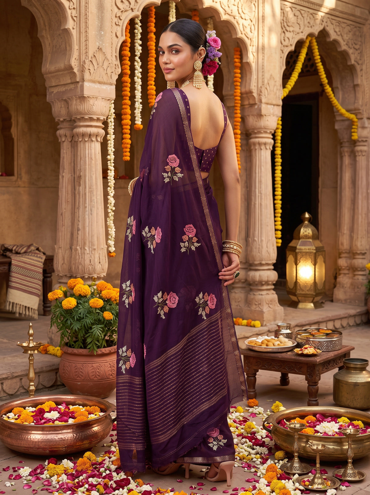 MIMOSA Jamun Jaipur Saree — pose 7 styling detail