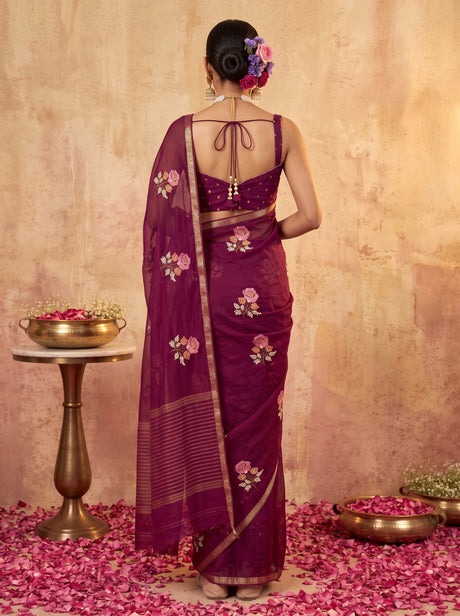 MIMOSA Magenta Jaipur Saree — pose 2 styling detail