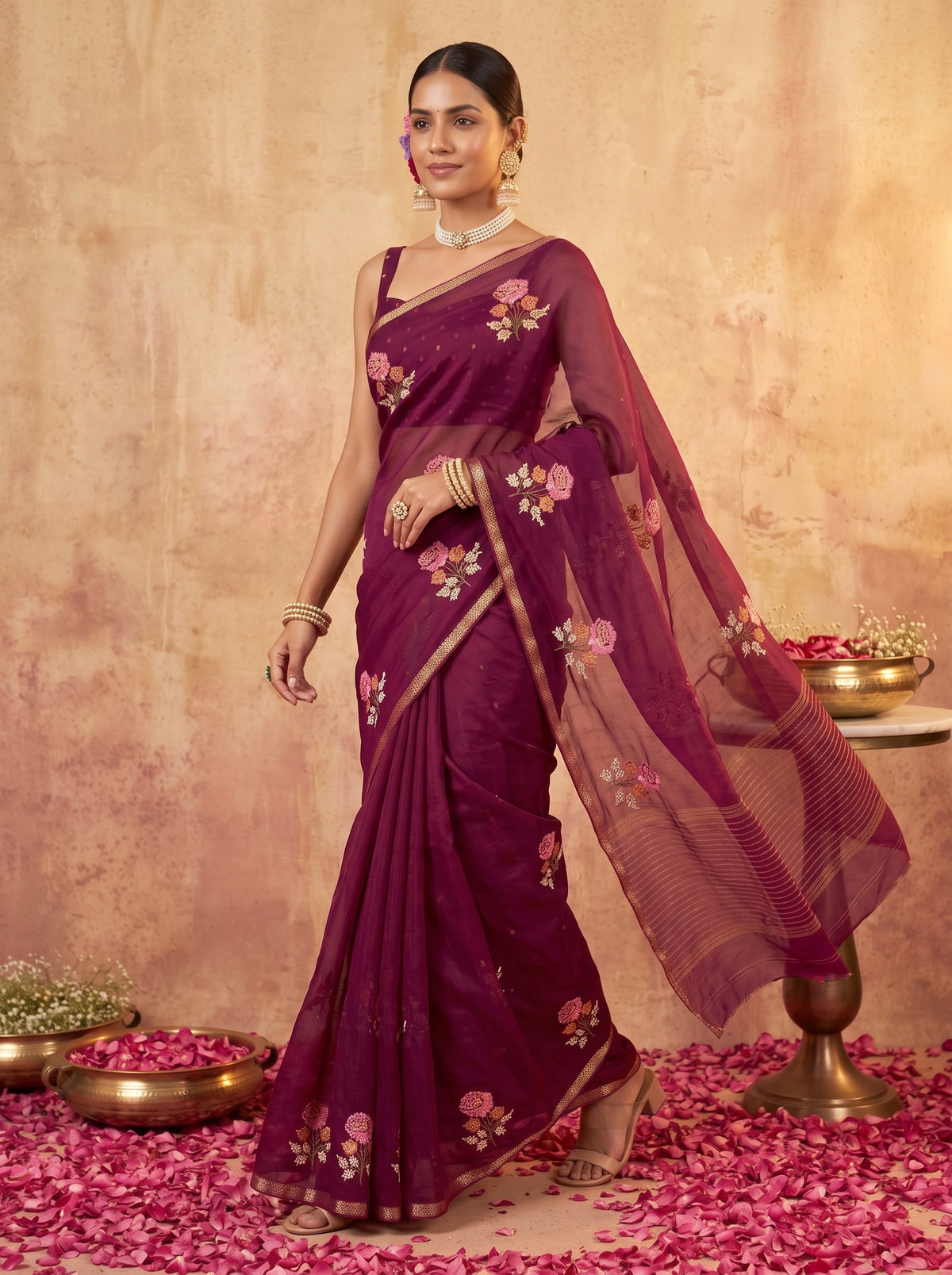MIMOSA Magenta Jaipur Saree — pose 6 styling detail