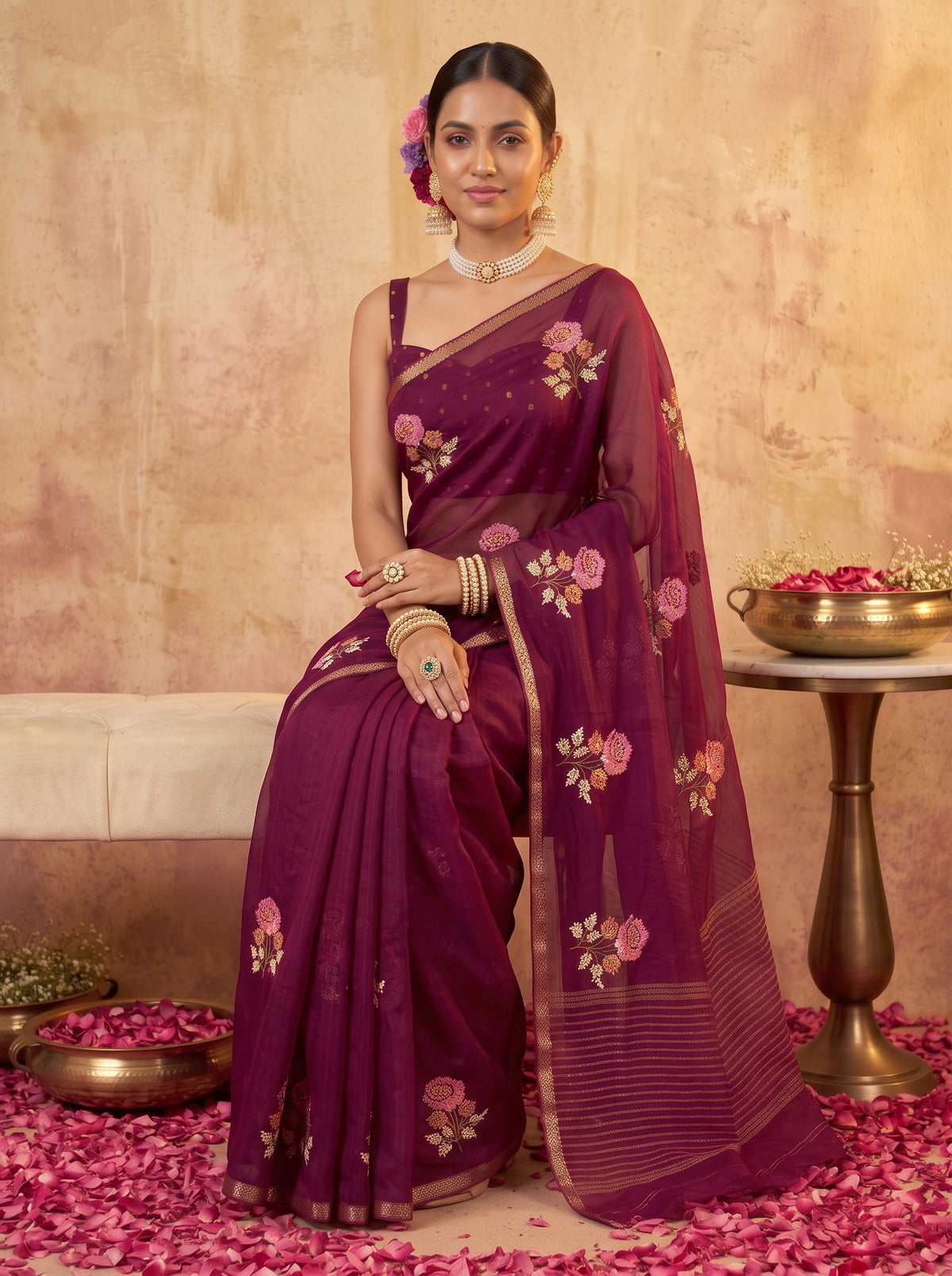 MIMOSA Magenta Jaipur Saree — pose 8 styling detail