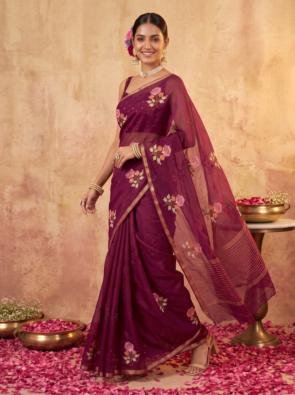 MIMOSA Magenta Jaipur Saree — pose 9 styling detail