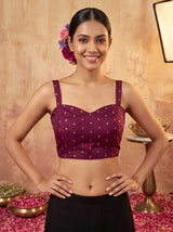 MIMOSA Magenta Jaipur Saree — blouse close-up