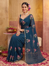 MIMOSA Navy Jaipur Saree — pose 8 styling detail