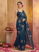MIMOSA Navy Jaipur Saree — pose 9 styling detail
