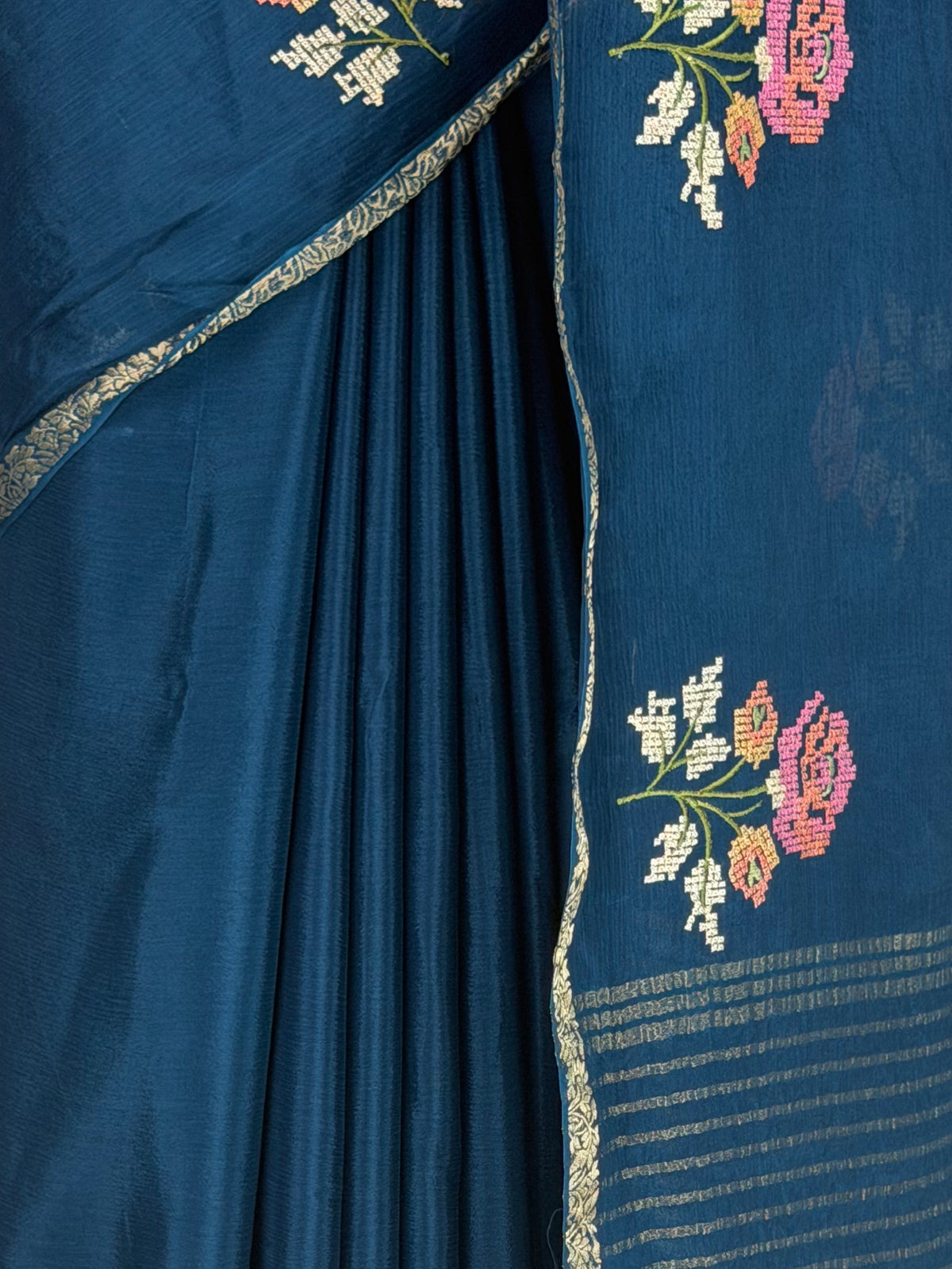 MIMOSA Navy Jaipur Saree — fleets shot full lifestyle