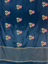 MIMOSA Navy Jaipur Saree — pallu and zari work detail
