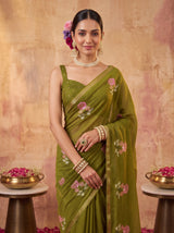MIMOSA Olive Jaipur Saree — pose 10 styling detail