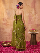 MIMOSA Olive Jaipur Saree — pose 5 styling detail