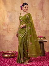 MIMOSA Olive Jaipur Saree — pose 9 styling detail