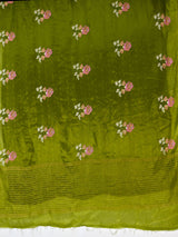 MIMOSA Olive Jaipur Saree — pallu and zari work detail