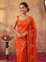 MIMOSA Orange Jaipur Saree — pose 10 styling detail