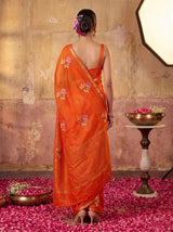MIMOSA Orange Jaipur Saree — pose 2 styling detail