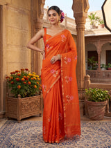 MIMOSA Orange Jaipur Saree — pose 4 styling detail