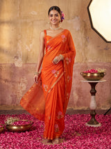 MIMOSA Orange Jaipur Saree — pose 6 styling detail