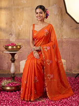 MIMOSA Orange Jaipur Saree — pose 8 styling detail