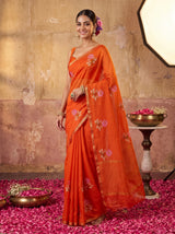 MIMOSA Orange Jaipur Saree — pose 9 styling detail