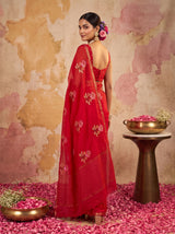MIMOSA Red Jaipur Saree — pose 7 styling detail