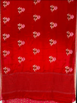 MIMOSA Red Jaipur Saree — pallu and zari work detail