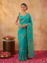 MIMOSA Rama Jaipur Saree — front view on mannequin