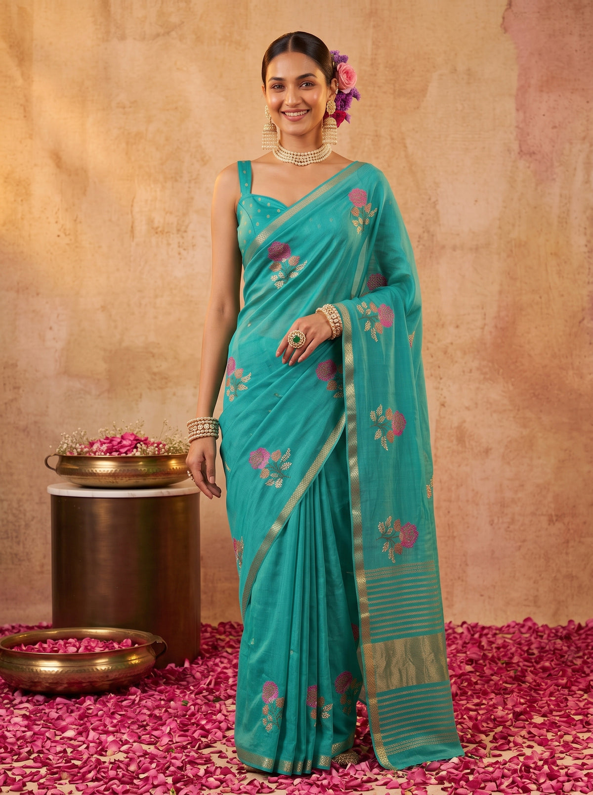 MIMOSA Rama Jaipur Saree — pose 10 styling detail