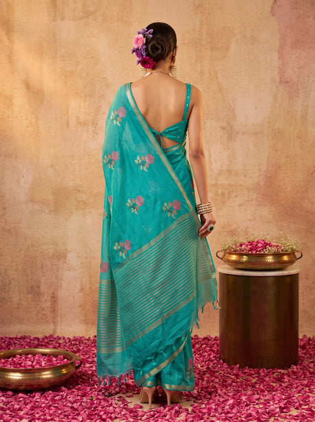 MIMOSA Rama Jaipur Saree — pose 2 styling detail