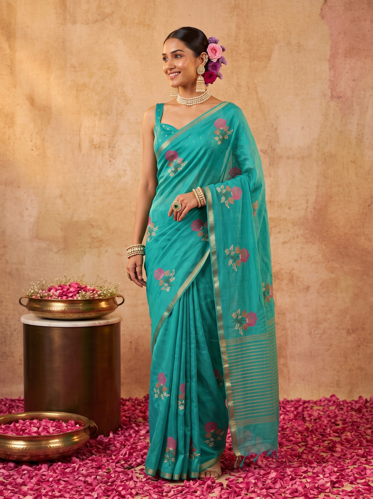 MIMOSA Rama Jaipur Saree — pose 5 styling detail