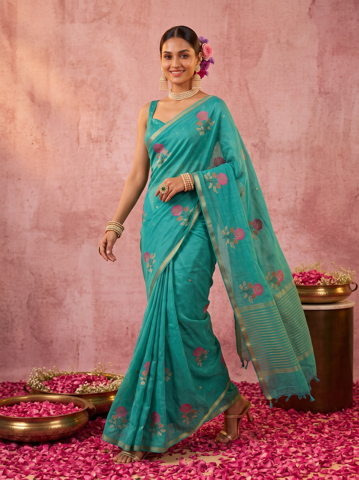 MIMOSA Rama Jaipur Saree — pose 6 styling detail