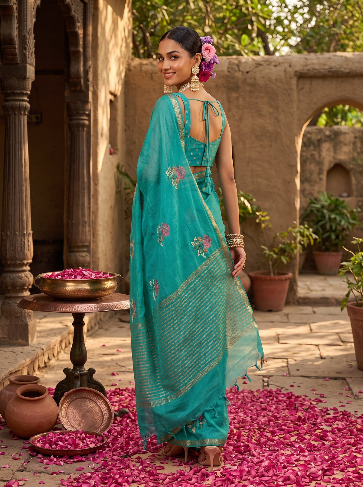 MIMOSA Rama Jaipur Saree — pose 7 styling detail