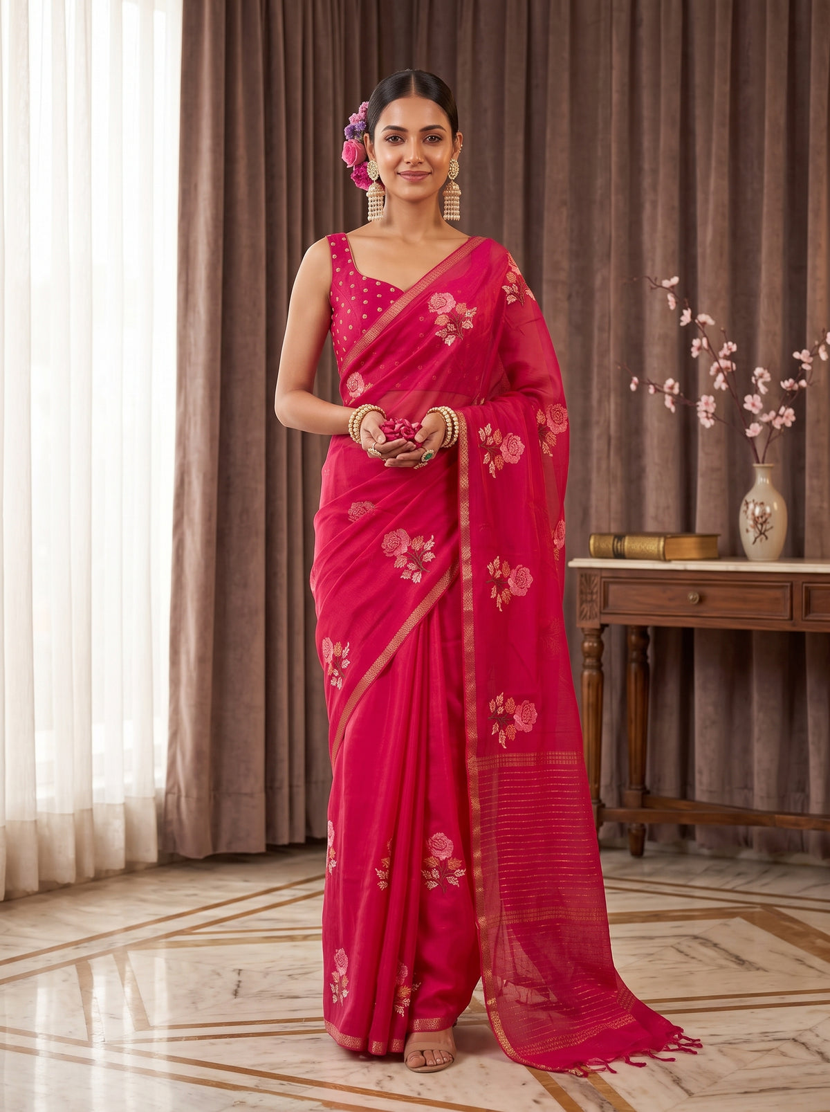 MIMOSA Rani Jaipur Saree — pose 4 styling detail
