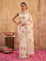MIMOSA White Jaipur Saree — pose 4 styling detail