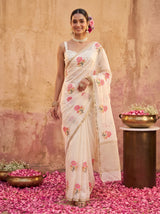 MIMOSA White Jaipur Saree — pose 6 styling detail