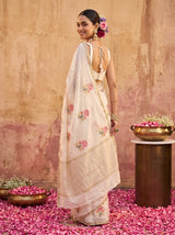 MIMOSA White Jaipur Saree — pose 7 styling detail