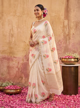 MIMOSA White Jaipur Saree — pose 9 styling detail