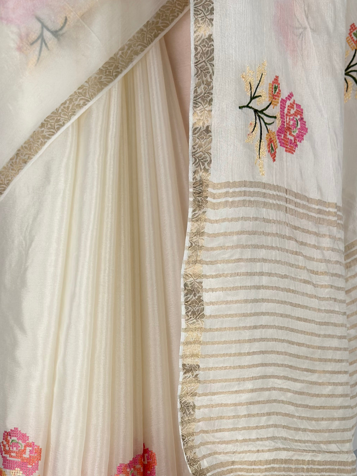 MIMOSA White Jaipur Saree — fleets shot full lifestyle