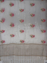 MIMOSA White Jaipur Saree — pallu and zari work detail