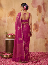 MIMOSA Wine Jaipur Saree — pose 2 styling detail