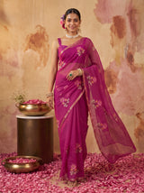 MIMOSA Wine Jaipur Saree — pose 6 styling detail