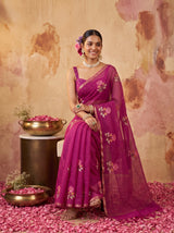 MIMOSA Wine Jaipur Saree — pose 8 styling detail